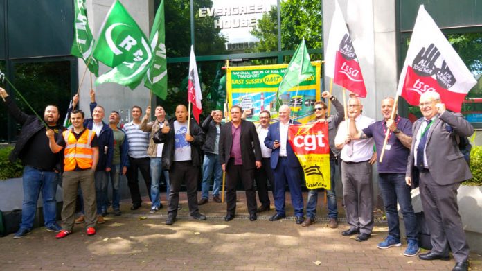 French trade unionists, members of the CGT, joined RMT picket lines to show their support. Trade unionists across the world are watching very closely the developments in the British rail industry