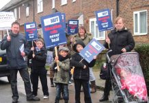 Teachers, parents and school pupils demonstrate in Bellingham in south east London against vicious education cuts