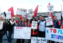 Mixed fleet cabin crew are starting a three-day strike today against poverty pay. Picture shows picket line at Heathrow on Tuesday January 10th