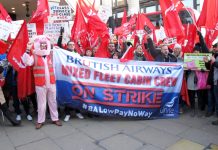 BA mixed fleet cabin crew taking strike action against poverty pay