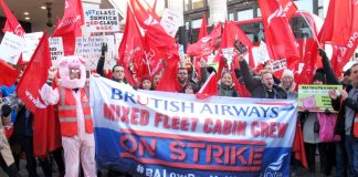 BA mixed fleet cabin crew taking strike action against poverty pay