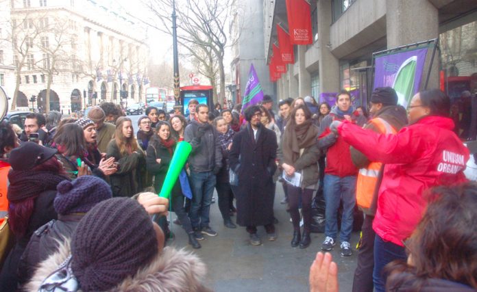 King’s College and SOAS students turned out to support the striking cleaners
