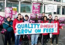 Students on the NUS and UCU joint demonstration last November – they oppose the Tory move to charge different fees at each and every university dependent on the ‘quality of education’