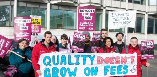 Students on the NUS and UCU joint demonstration last November – they oppose the Tory move to charge different fees at each and every university dependent on the ‘quality of education’