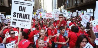 Teachers at a rally in Chicago fighting against cuts to education – the Chicago Teachers Union (CTU) have criticised the appointment of billionaire Betsy DeVos as Education Secretary by US President Trump
