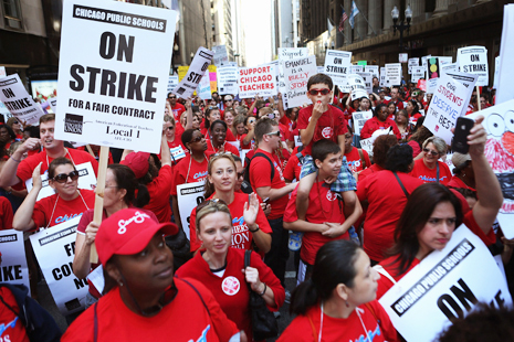 Teachers at a rally in Chicago fighting against cuts to education – the Chicago Teachers Union (CTU) have criticised the appointment of billionaire Betsy DeVos as Education Secretary by US President Trump