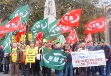 Southern rail guards and their supporters lobbying Parliament last November