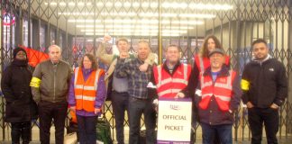 RMT and TSSA Tube strikers on the picket line at King’s Cross last month