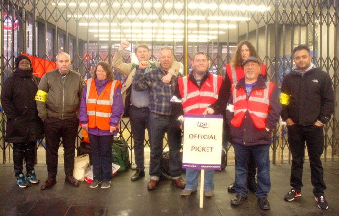 RMT and TSSA Tube strikers on the picket line at King’s Cross last month