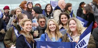 Teachers protesting in Norwich against cuts. The NUT has a rally today in Manchester