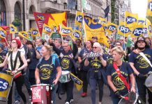 PCS delegation on a TUC demonstration against Tory government cuts