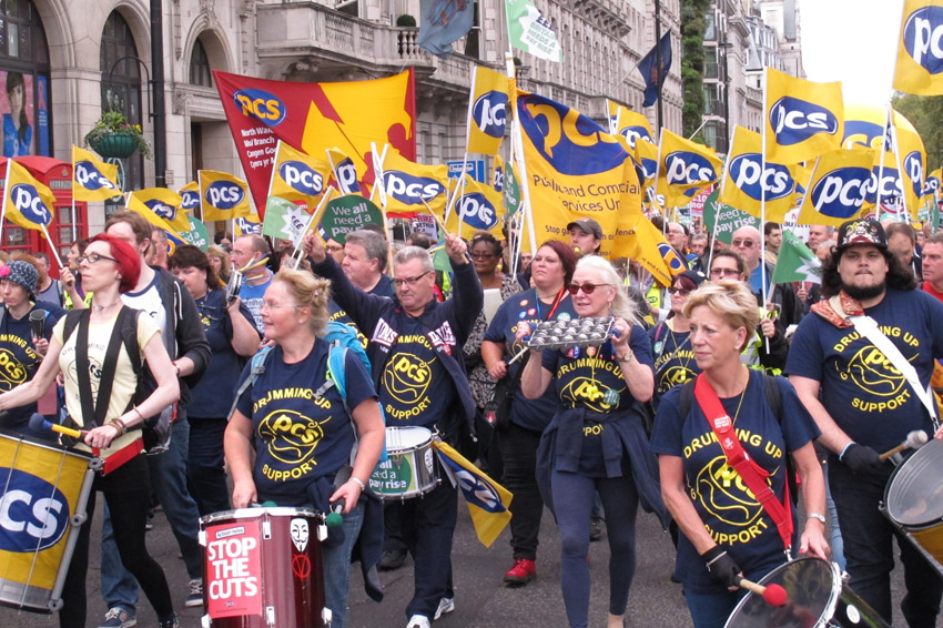 PCS delegation on a TUC demonstration against Tory government cuts