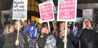 Teaching unions on a demonstration against Tory cuts and academisation