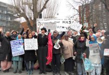 An emergency urgent mass picket was called after it was revealed that 600 beds would be axed, 8,000 jobs cut and the Ealing  A&E shut under the speeded-up STP cuts in North West London