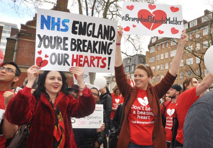 Part of Saturday’s 1,000-strong demonstration showed the determination to stop the closure of the Royal Brompton Hospital life-saving heart and lung disease services