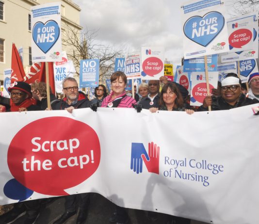 RCN banner demanding the scrapping of the government’s one per cent pay cap