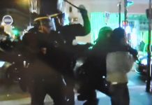 CRS riot police clash with protesters for a third night against the police killing of a Chinese man on Sunday