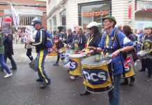 PCS contingent marching with health workers and their supporters in Leeds on Saturday