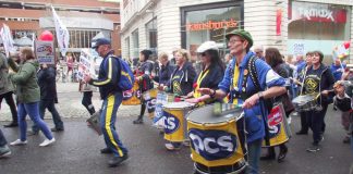 PCS contingent marching with health workers and their supporters in Leeds on Saturday