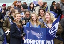 Norfolk teachers demonstrating against the savage cuts in education funding – the situation has got so bad that subjects are being axed from schools’ curriculums