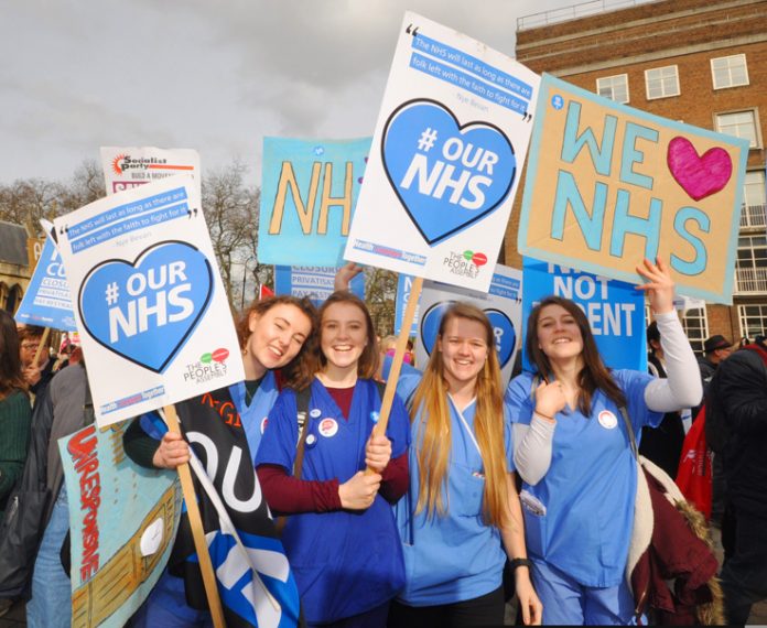 Nurses on the Save the NHS march last month are now preparing all-out strike action over wages