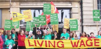 Picturehouse cinema workers rally in Hackney during their strike action last October