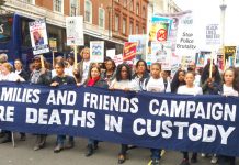 Friends and families of those who have died in police custody marching last October –  co-chair of the campaign, Stephanie Lightfoot-Bennett said the new police tactics will lead to more innocent citizens’ deaths