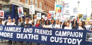 Friends and families of those who have died in police custody marching last October –  co-chair of the campaign, Stephanie Lightfoot-Bennett said the new police tactics will lead to more innocent citizens’ deaths