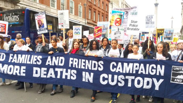 Friends and families of those who have died in police custody marching last October –  co-chair of the campaign, Stephanie Lightfoot-Bennett said the new police tactics will lead to more innocent citizens’ deaths