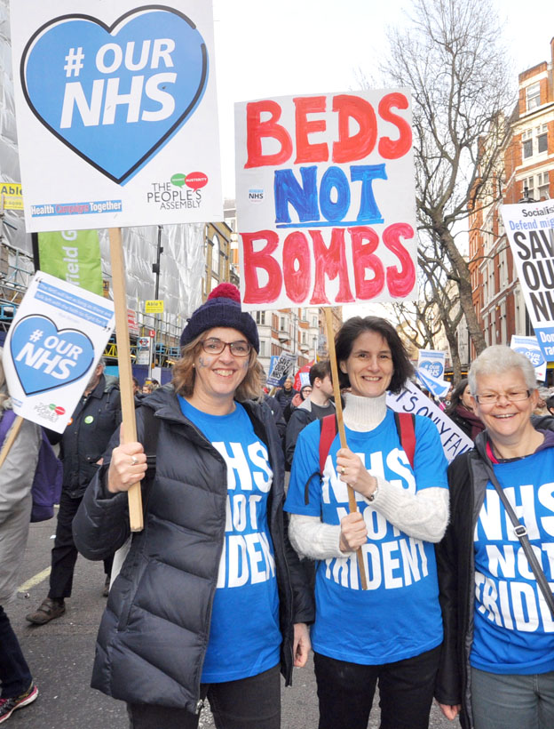 Marchers in defence of the NHS don’t want funds diverted to Trident missiles