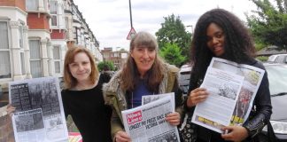 WRP candidate ANNA ATHOW (centre) got a lot of support in her campaign outside Haringey sixth form college yesterday