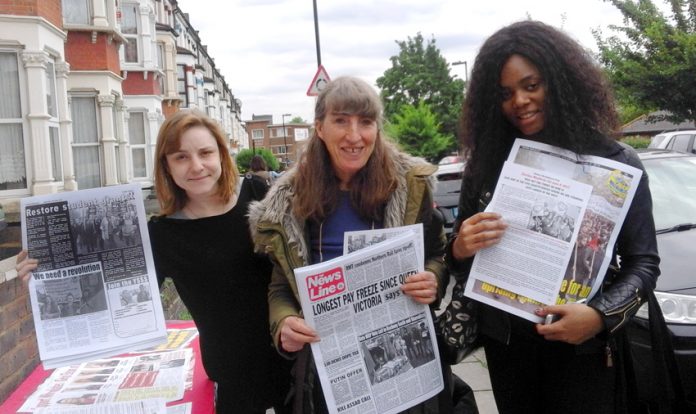 WRP candidate ANNA ATHOW (centre) got a lot of support in her campaign outside Haringey sixth form college yesterday
