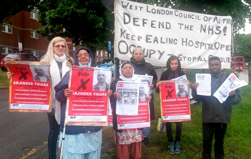 The ‘Keep Ealing Hospital Open’ picket insists that only the WRP’s Arj Thiara will keep Ealing Hospital open