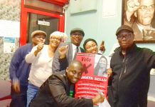 WRP candidate for Camberwell and Peckham, AMINATA SELLU (holding poster), with some of her supporters