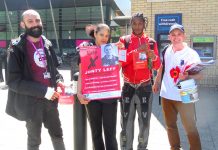 WRP candidate JONTY LEFF (right) was greeted with a lot of support from students at Hackney Community College yesterday