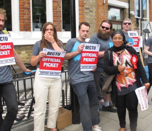 BECTU pickets outside East Dulwich Picturehouse welcomed WRP candidate for Camberwell and Peckham Aminata Sellu