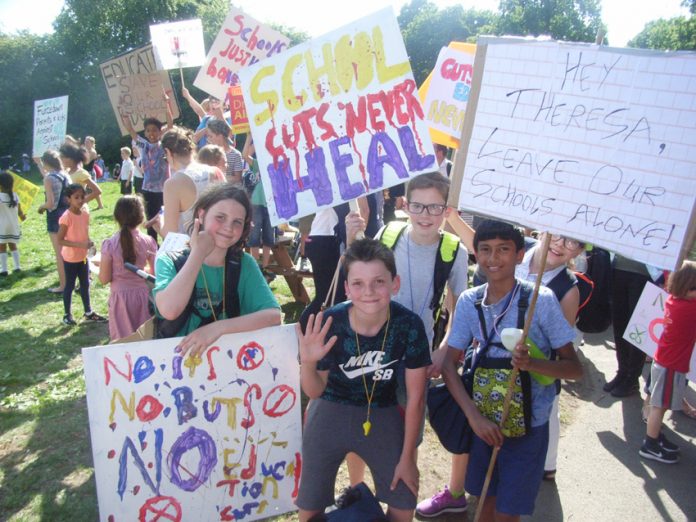 Teachers, pupils and parents taking part in last Friday’s ‘Fair Funding for All Schools’ national mobilsation