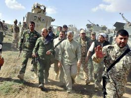 Major General QASSEM SOLEIMANI visits the Popular Mobilisation Units in north western Iraq on Monday – they hope to link up with pro-Assad forces in Syria