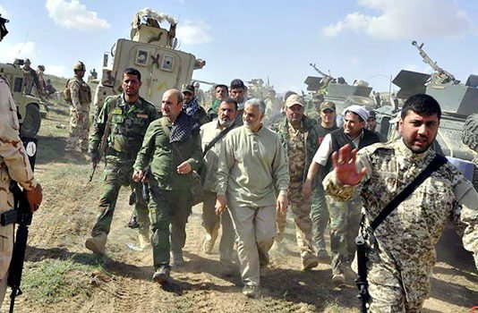 Major General QASSEM SOLEIMANI visits the Popular Mobilisation Units in north western Iraq on Monday – they hope to link up with pro-Assad forces in Syria