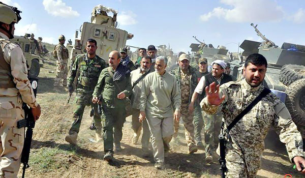 Major General QASSEM SOLEIMANI visits the Popular Mobilisation Units in north western Iraq on Monday – they hope to link up with pro-Assad forces in Syria