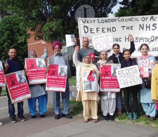 A great turnout for the picket of Ealing hospital to demand that it remains open, led by WRP Parliamentary candidate ARJINDER THIARA who is getting a lot of support