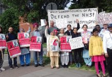 WRP candidate Arjinder Thiara and a group of his supporters are determined to defend the NHS and keep Ealing Hospital open