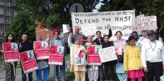 WRP candidate Arjinder Thiara and a group of his supporters are determined to defend the NHS and keep Ealing Hospital open