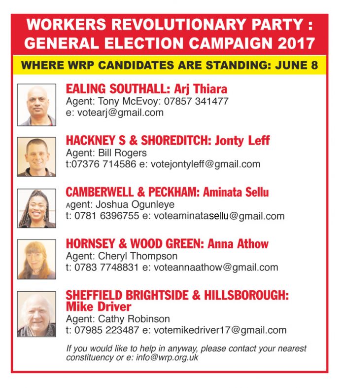 Workers Revolutionary Party General Election Candidates