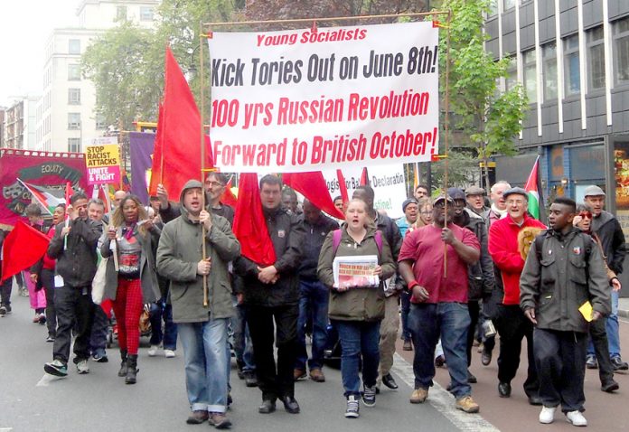 Young Socialists banner on the May Day march
