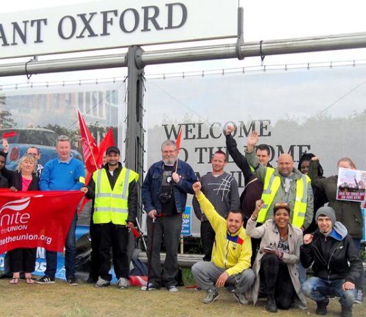 Young Socialists members joined BMW carworkers on the picket line in Oxford during their last strike in April