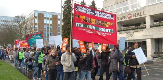 Chagos Islanders marching in Crawley, Sussex – they demand the right to return to their home islands
