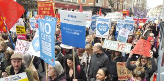 BMA, RCN and other unions demonstrating in defence of the NHS in March