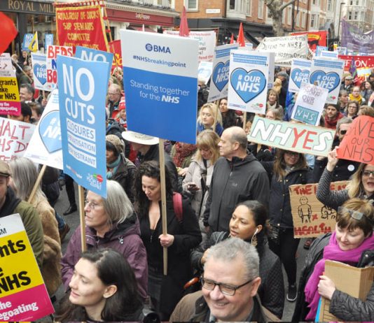 BMA, RCN and other unions demonstrating in defence of the NHS in March
