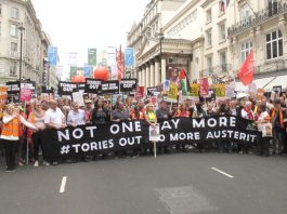 300,000 March To Get Rid Of Tories! The march lead banner